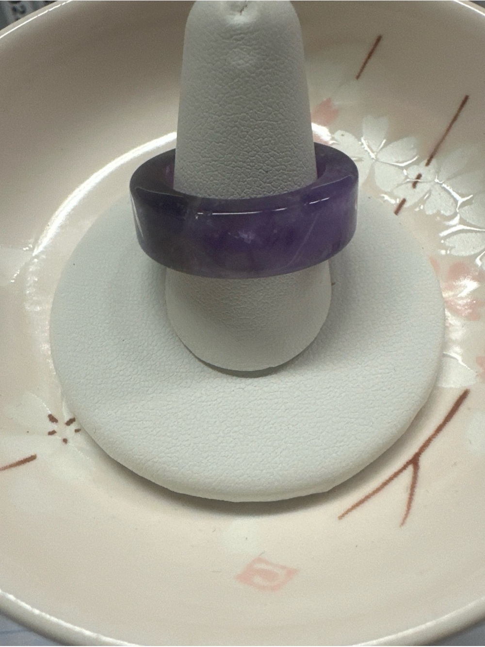 Purple Amethyst-Style Smooth Band Ring - Unbranded